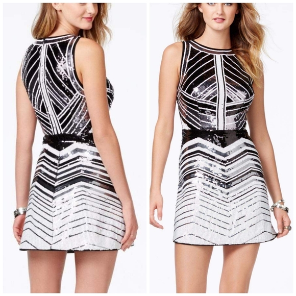 New GUESS Chevron-Print Sequin Sheath Dress - Picture 1 of 3